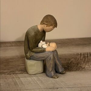 Willow Tree Father and Baby Sculpture - Green and Brown